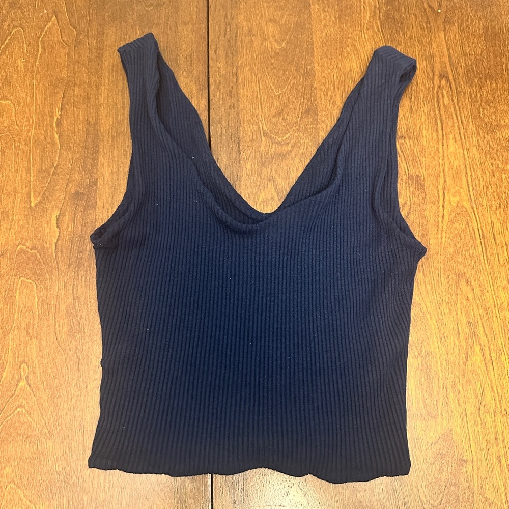 Amour Vert Deep Blue Ribbed Tank Top